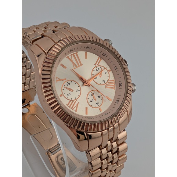 Women's Rose Gold Tone Watch 38mm Case 7.25" Band- New Battery - Picture 2 of 8